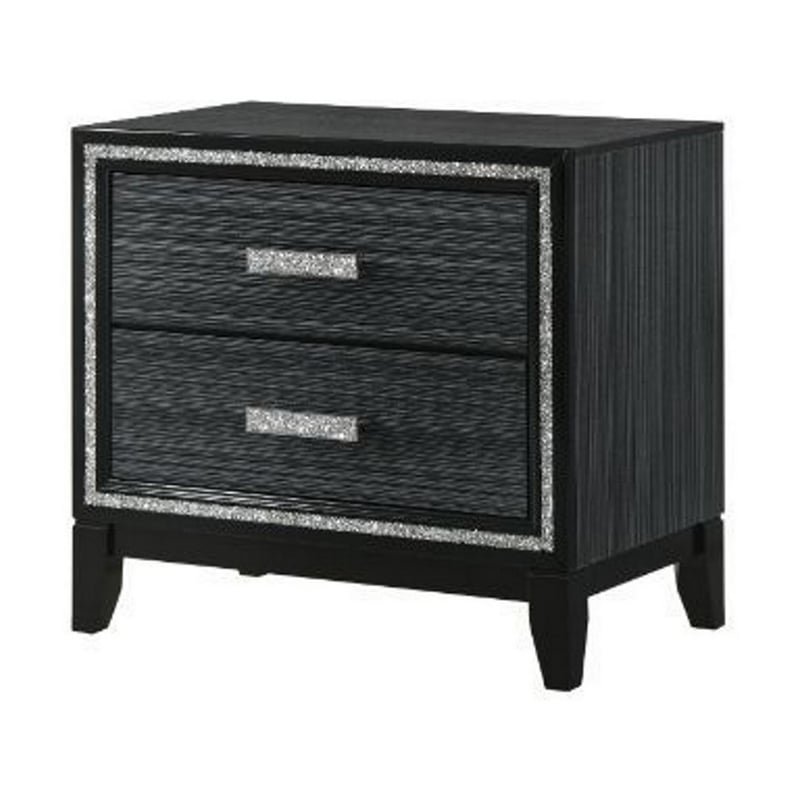 Queen Size Bedroom Set- Black- 5-Piece Set with Bed- 2 Nightstand-Dresser-Mirror