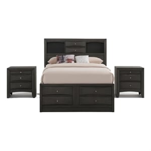 Queen Size Bedroom Set-Storage Bed with Drawers-3-Piece Set-Bed-Two Nightstand