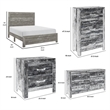 Queen Size Bedroom Set-Wood Design-Gray-4-Piece Set-Bed-Nightstand-Dresser-Chest
