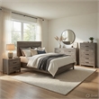 Queen Size Bedroom Set-Wood Design-Gray-4-Piece Set-Bed-Nightstand-Dresser-Chest