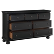 Queen Size Bedroom Set-Wood Design-Black- 4-Piece Set -Bed- Nightstands-Dresser