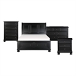 Queen Size Bedroom Set-Wood Design-Black- 4-Piece Set -Bed- Nightstands-Dresser