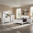 Full Size Bedroom Set-White-5-Piece Set with Bed-Dresser-Mirror-Chest-Nightstand