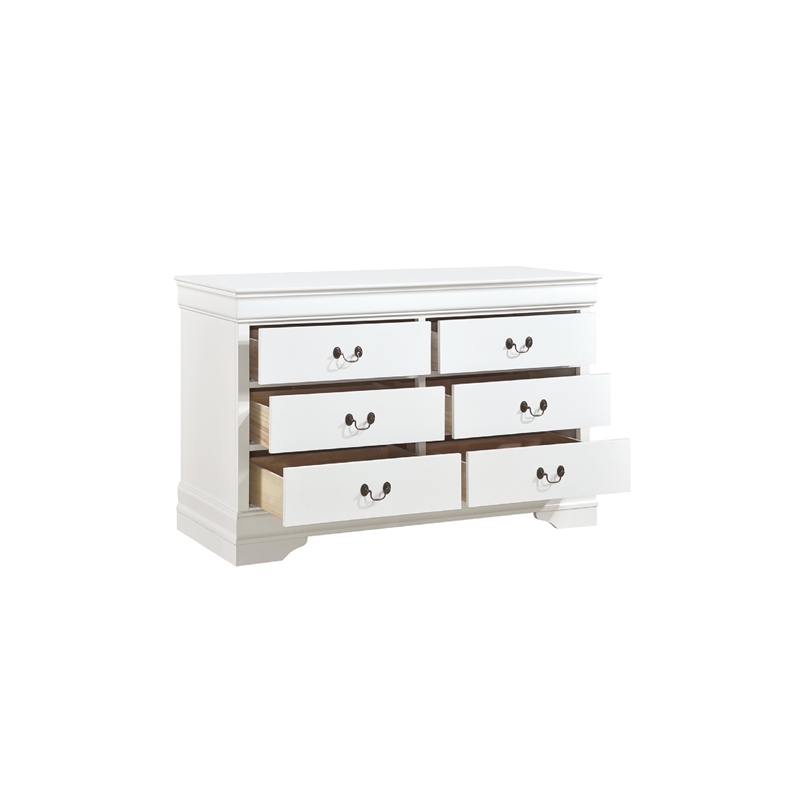 Full Size Bedroom Set-Wood Design-White-4-Piece Set -Bed-Nightstand-Dresser