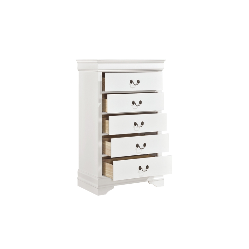 Full Size Bedroom Set-Wood Design-White-4-Piece Set -Bed-Nightstand-Dresser