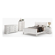 Full Size Bedroom Set-Wood Design-White-4-Piece Set -Bed-Nightstand-Dresser
