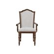 Feva Dining Armchair Set of 2- Scallop Back- Gray Polyester- Cherry Brown