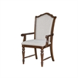 Feva Dining Armchair Set of 2- Scallop Back- Gray Polyester- Cherry Brown