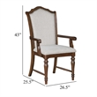 Feva Dining Armchair Set of 2- Scallop Back- Gray Polyester- Cherry Brown