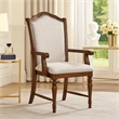 Feva Dining Armchair Set of 2- Scallop Back- Gray Polyester- Cherry Brown