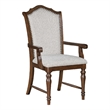 Feva Dining Armchair Set of 2- Scallop Back- Gray Polyester- Cherry Brown