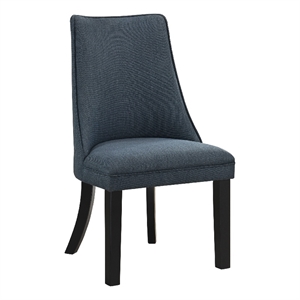 Keya Dining Side Chair Set of 2- Wingback- Blue Gray Polyester- Brown Wood