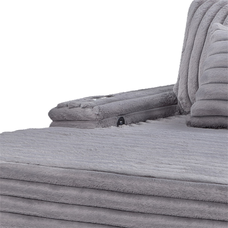 Mony Oversized Sofa Chaise Lounge Chair- USB- Cupholders- Gray Corduroy