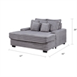 Mony Oversized Sofa Chaise Lounge Chair- USB- Cupholders- Gray Corduroy