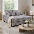 Mony Oversized Sofa Chaise Lounge Chair- USB- Cupholders- Gray Corduroy