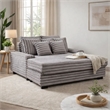 Mony Oversized Sofa Chaise Lounge Chair- USB- Cupholders- Gray Corduroy