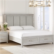 Ion King Bed- Storage Footboard- Picture Frame Moldings- Gray Wood