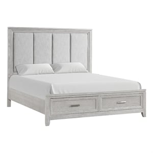 Ion Queen Bed- Storage Footboard- Picture Frame Moldings- Gray Wood