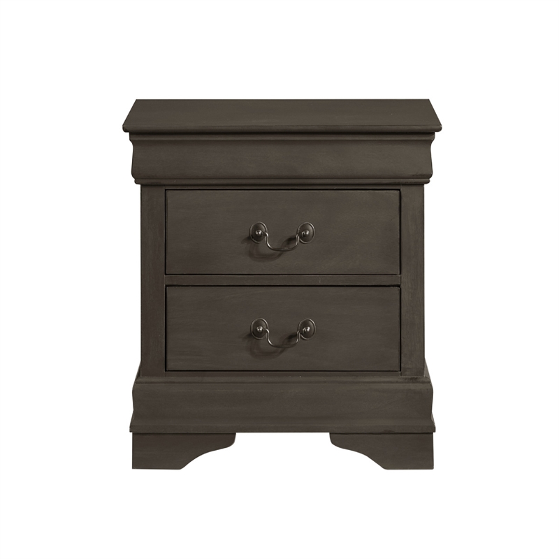 Queen Size Bedroom Set- Gray Finish- 3-Piece Set with Bed and Two Nightstands