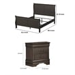 Queen Size Bedroom Set- Gray Finish- 3-Piece Set with Bed and Two Nightstands