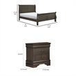 King Size Bedroom Set- Gray Finish- 2-Piece Set with Bed and Nightstand