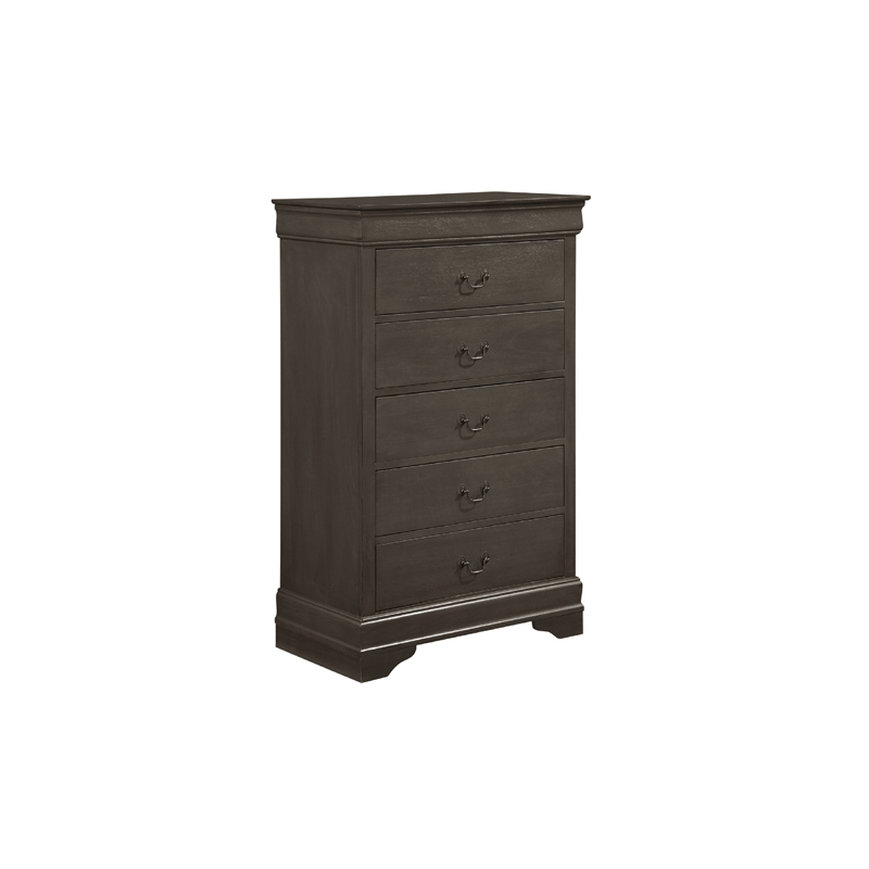 Full Size Bedroom Set- Gray-5-Piece Set-Bed-Dresser-Mirror-Chest-Nightstand