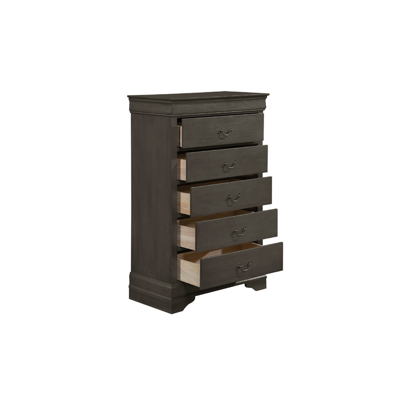 Full Size Bedroom Set-Wood Design-Gray-4-Piece Set -Bed-Nightstands-Dresser
