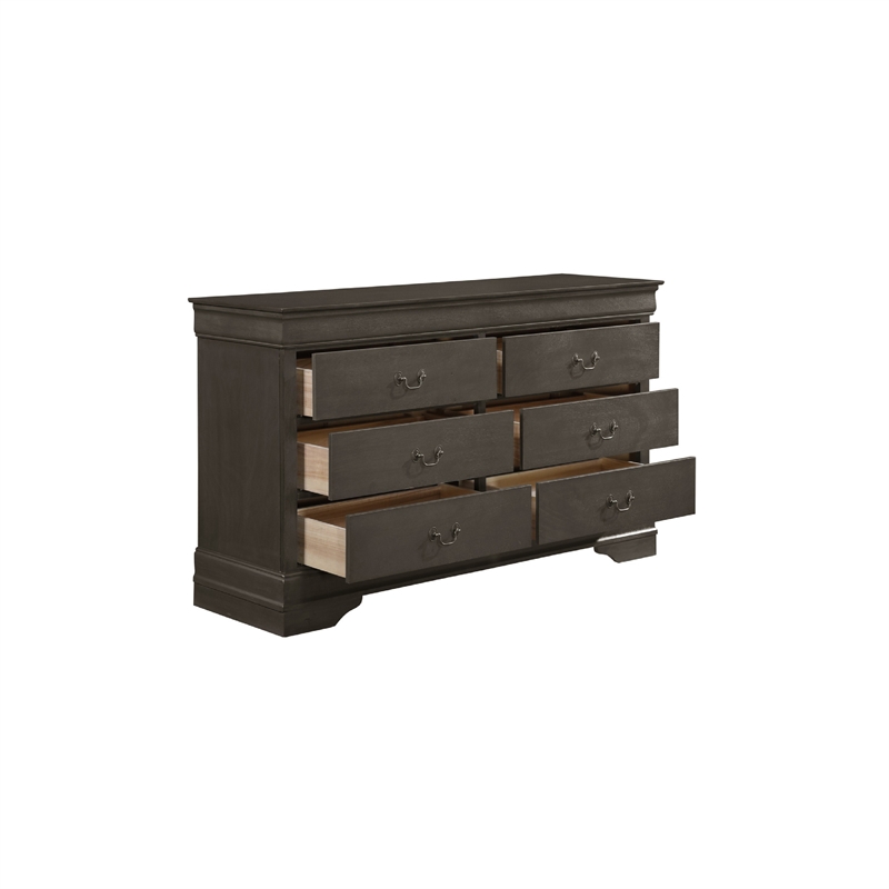 Full Size Bedroom Set-Wood Design-Gray-4-Piece Set -Bed-Nightstands-Dresser