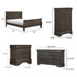 Full Size Bedroom Set-Wood Design-Gray-4-Piece Set -Bed-Nightstands-Dresser