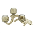 Dyna Votive with 3 Holders- Multiple Branches Accents- Gold Glass 16 Inch