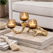 Dyna Votive with 3 Holders- Multiple Branches Accents- Gold Glass 16 Inch