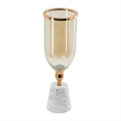 Kylie Decorative Vase with White Marble Base- Aluminum- Gold Glass 16 Inch