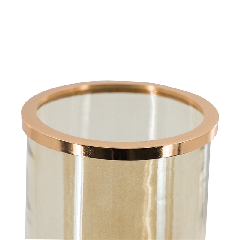 Kylie Decorative Vase with White Marble Base- Aluminum- Gold Glass 16 Inch