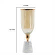 Kylie Decorative Vase with White Marble Base- Aluminum- Gold Glass 16 Inch