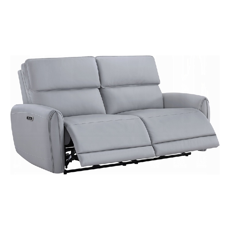 Jero Power Motion Recliner Sofa- 2 Seater- USB Port- Gray Faux Leather