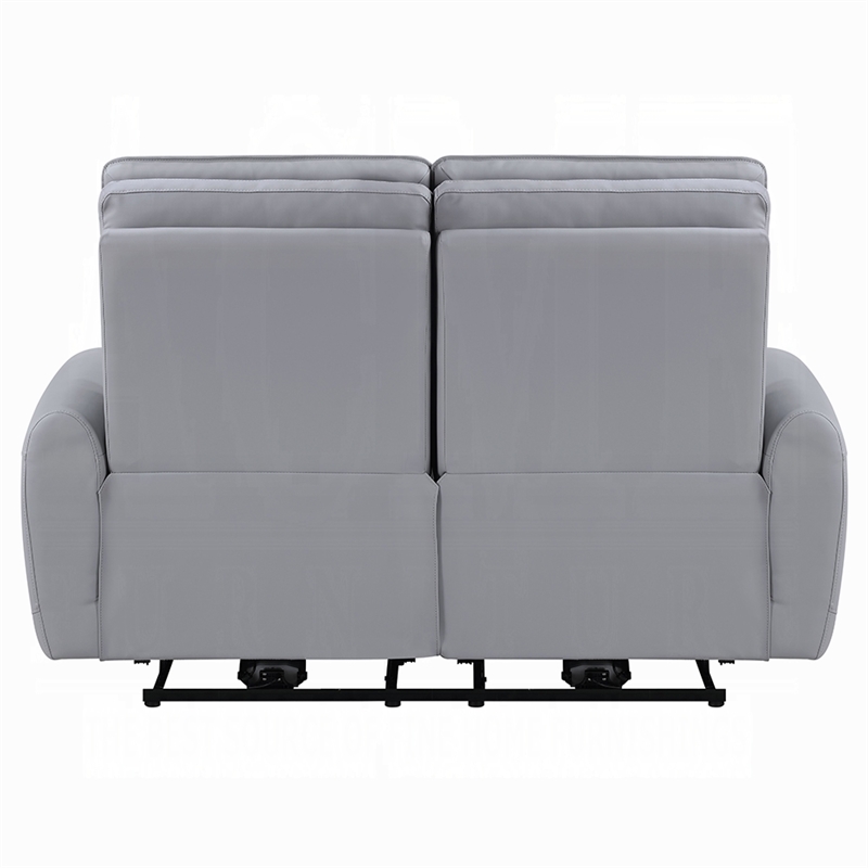 Jero Power Motion Recliner Loveseat- USB Port- Light Gray Faux Leather