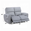 Jero Power Motion Recliner Loveseat- USB Port- Light Gray Faux Leather