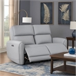 Jero Power Motion Recliner Loveseat- USB Port- Light Gray Faux Leather