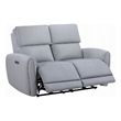 Jero Power Motion Recliner Loveseat- USB Port- Light Gray Faux Leather