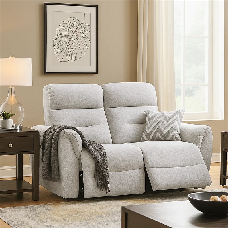 Tres Power Motion Recliner Loveseat with USB Port- Foam Fill Gray Chenille