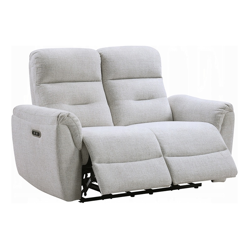 Tres Power Motion Recliner Loveseat with USB Port- Foam Fill Gray Chenille