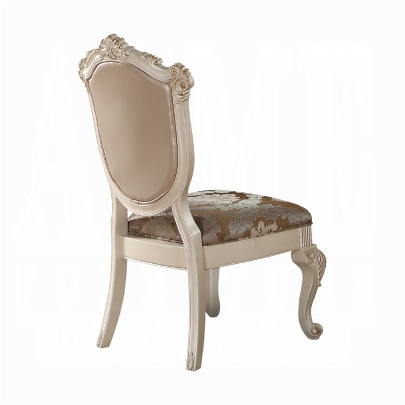 Cheny Dining Side Chair Set of 2- Faux Leather- Baroque Pearl Beige