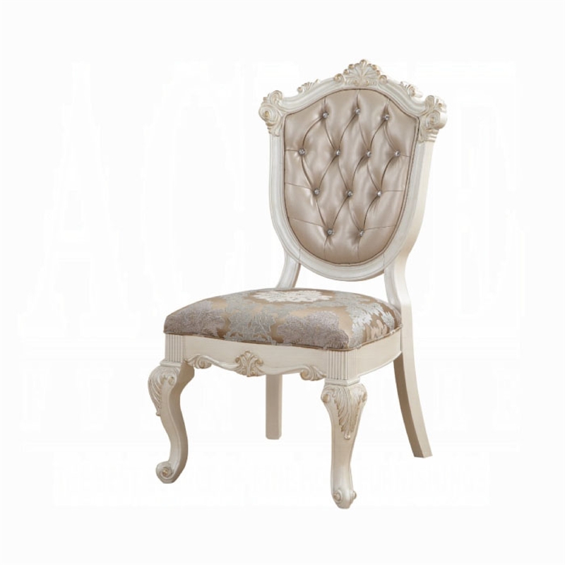 Cheny Dining Side Chair Set of 2- Faux Leather- Baroque Pearl Beige