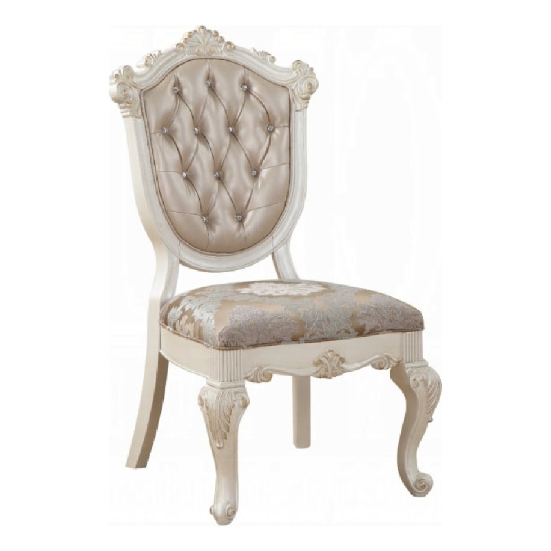 Cheny Dining Side Chair Set of 2- Faux Leather- Baroque Pearl Beige