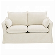 Seya Modern Loveseat with 2 Pillow- Beige Linen Plush Cushions- 58 Inch