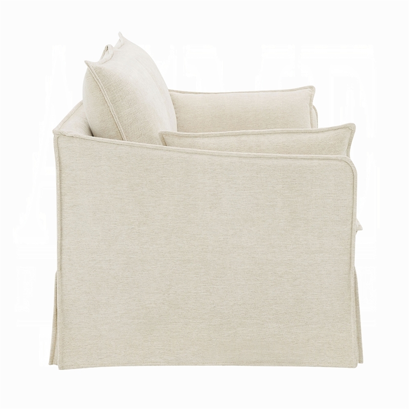 Seya Modern Loveseat with 2 Pillow- Beige Linen Plush Cushions- 58 Inch