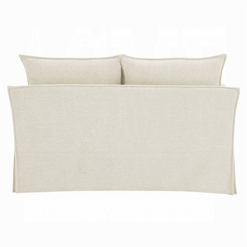 Seya Modern Loveseat with 2 Pillow- Beige Linen Plush Cushions- 58 Inch