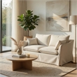 Seya Modern Loveseat with 2 Pillow- Beige Linen Plush Cushions- 58 Inch