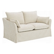 Seya Modern Loveseat with 2 Pillow- Beige Linen Plush Cushions- 58 Inch