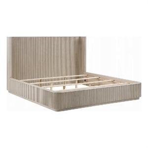 Dery Queen Size Bed- Reeded Headboard and Footboard Panels- Oak Brown